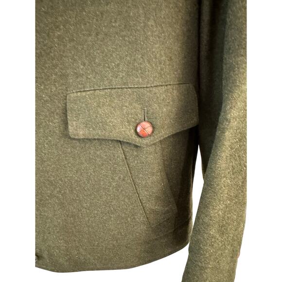 Weyrer Austria 'Ravit Modell' Wool Military Leather Patches Coat Jacket Green L - Picture 3 of 16